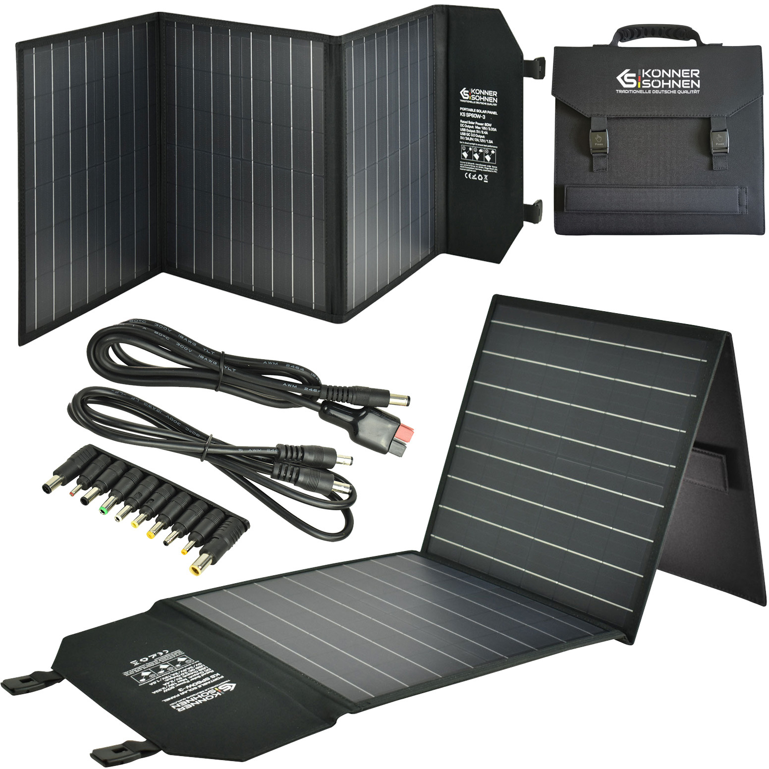 PRZENOŚNY PANEL SOLARNY TRAVEL 60W KS SP60W-3 USB SKŁADANY Könner&Söhnen KS