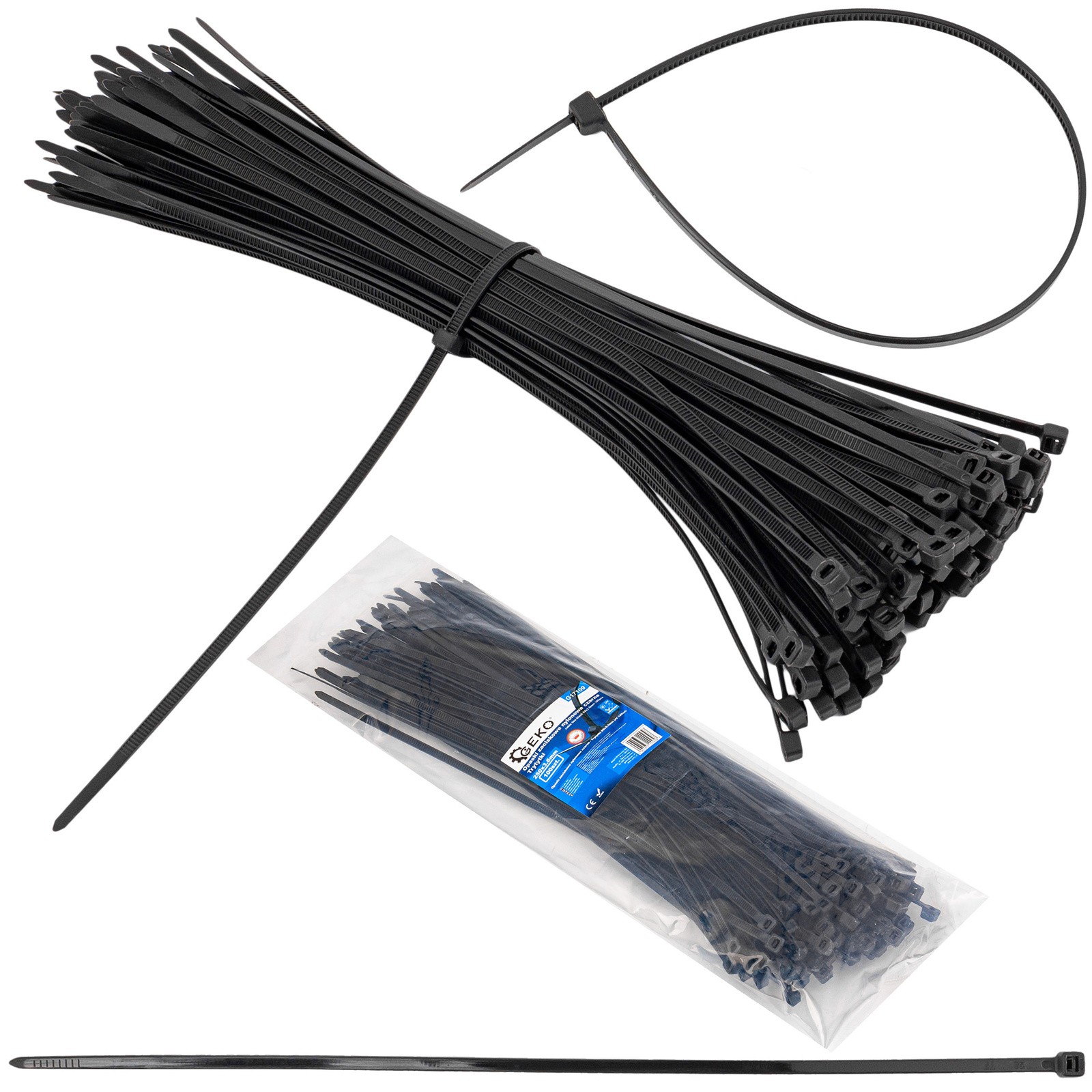 Opaski zaciskowe kablowe 250x3.6mm czarne 100el GEKO