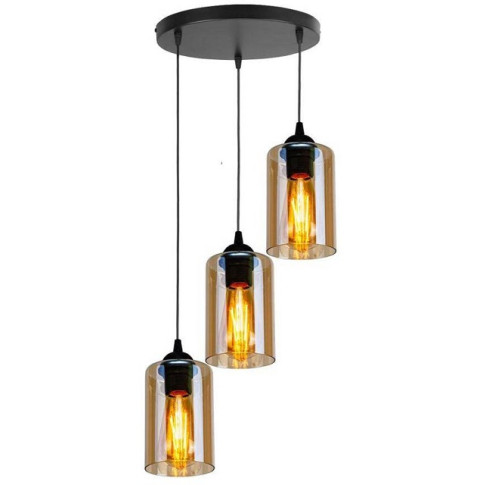 Czarna lampa wisząca z trzema ozdobnymi kloszami V138 D9-N13