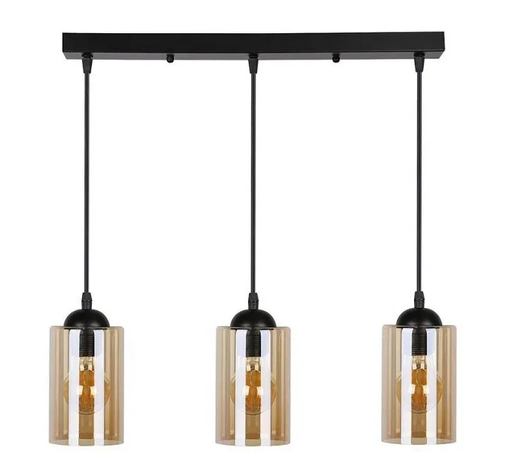 Nowoczesna lampa wisząca na listwie trzy brązowe klosze - 2X V142 M5-A66