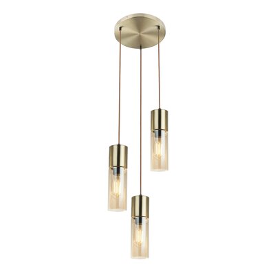 Globo Lighting Wisząca LAMPA loftowa ANNIKA 21000-3HM szklana OPRAWA kaskada ZWIS tuby mosiężne bursztynowe 21000-3HM