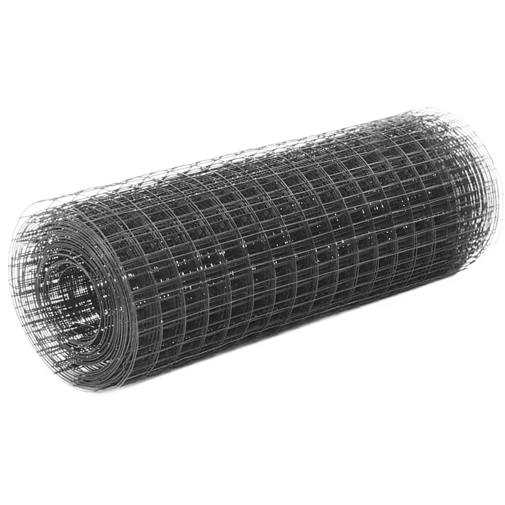 vidaxl Ogrodzenie z siatki, stal i PVC, 10x0,5 m, szare