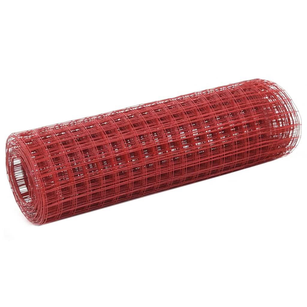 Siatka stalowa PERVOI, powlekana PVC, kwadratowa, czerwony, 10x0,5 m