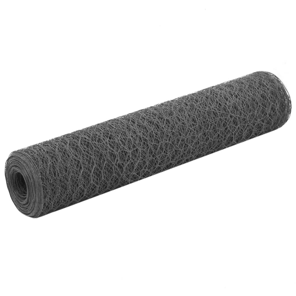 vidaxl Ogrodzenie z siatki, stal i PVC, 25x0,75 m, szare