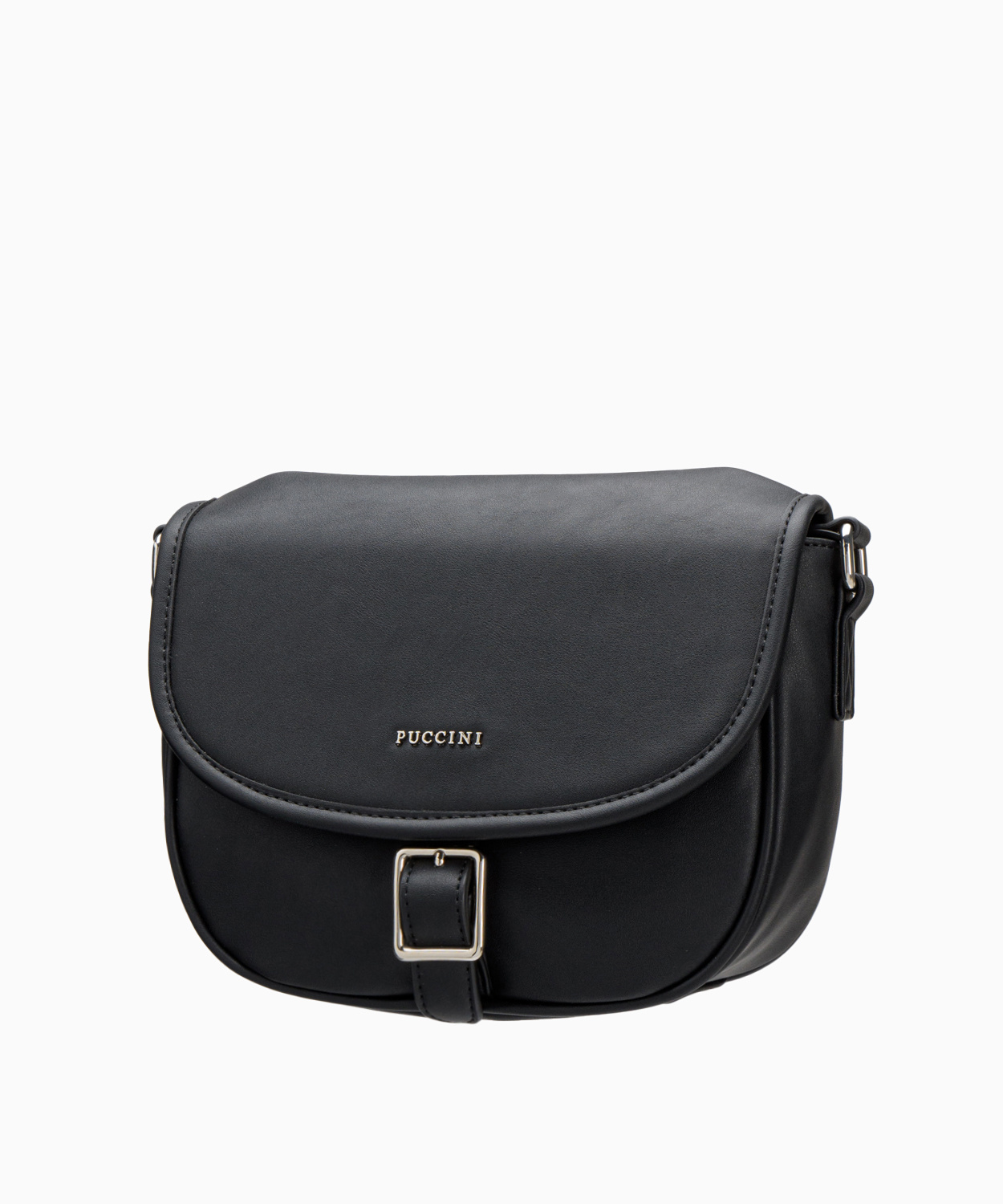 PUCCINI Czarna listonoszka z logowanym paskiem