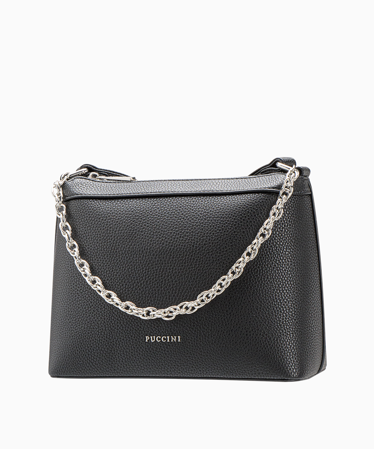 PUCCINI Elegancka damska torebka z ozdobnym elementem czarna