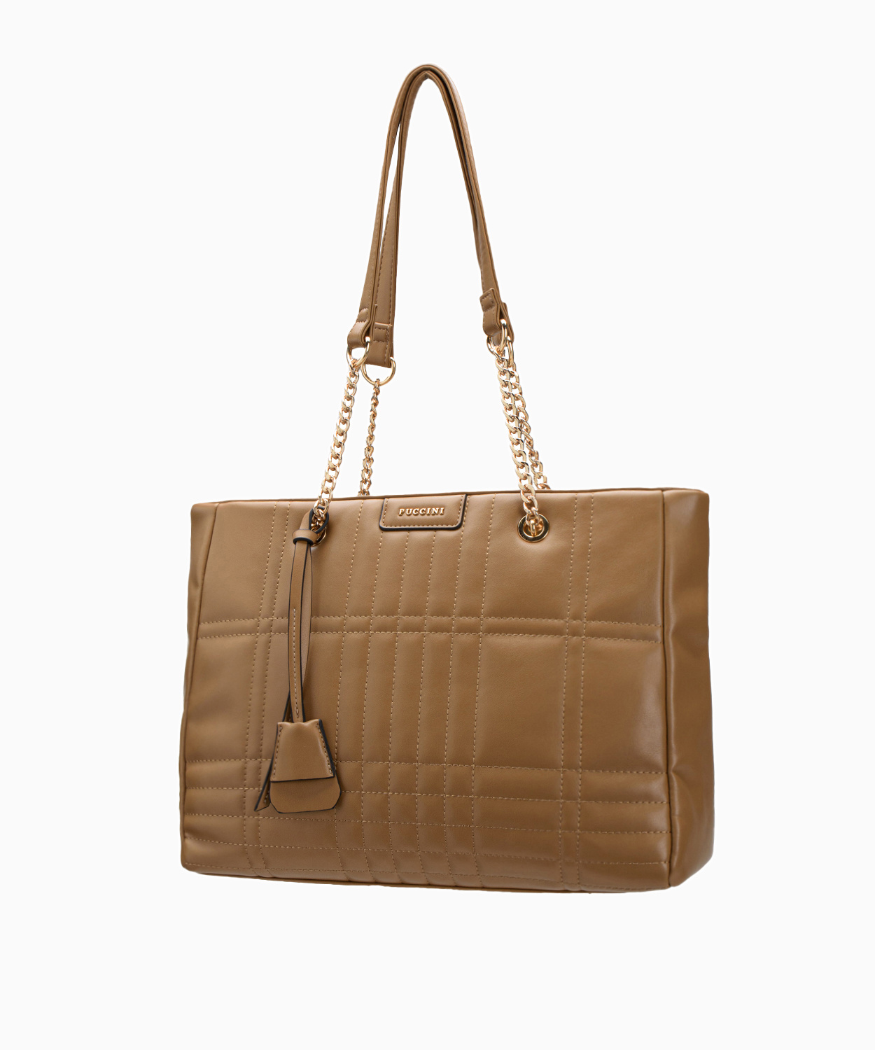 PUCCINI Damska shopperka z pikowanym przodem brązowa