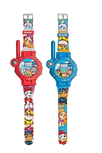 Lexibook - Paw Patrol - Walkie-Talkies Watch, 2 sztuki, zasięg do 200m, latarka, kompas, akumulator, niebieski/czerwony - DMWTW1PA