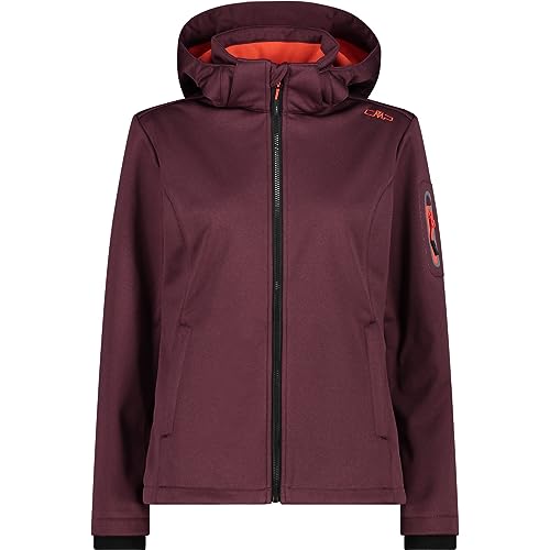 CMP damska kurtka Softshell melanżowa z odpinanym kapturem, Burgundy Mel, 50