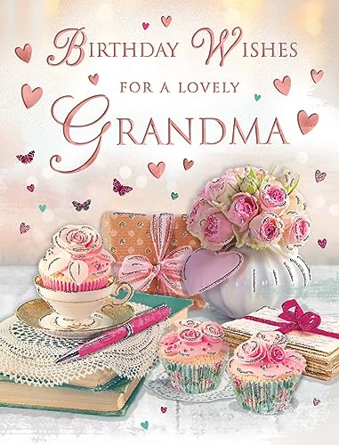 Tradycyjna kartka urodzinowa babci, ciasta - 20 x 15 cm - Piccadilly Greetings