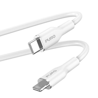 PURO ICON Soft Cable – Kabel USB-C do Lightning certyfikat MFi 1.5 m (White)
