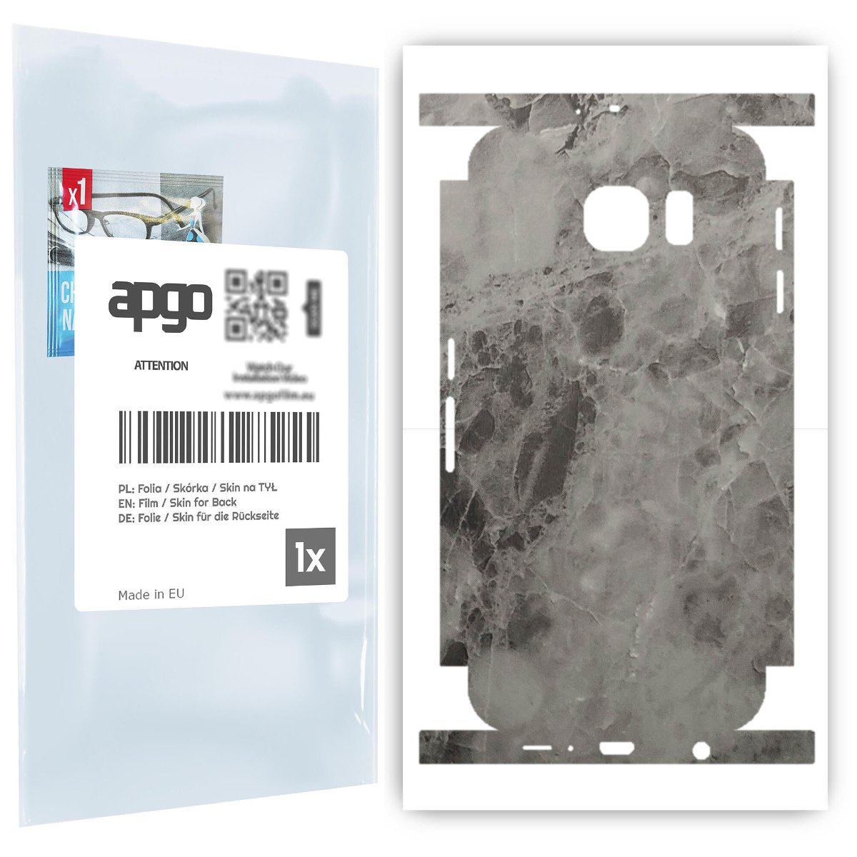Folia naklejka skórka strukturalna na TYŁ+BOKI do Samsung Galaxy S6 G920 -  Marmur Czarny - apgo SKINS