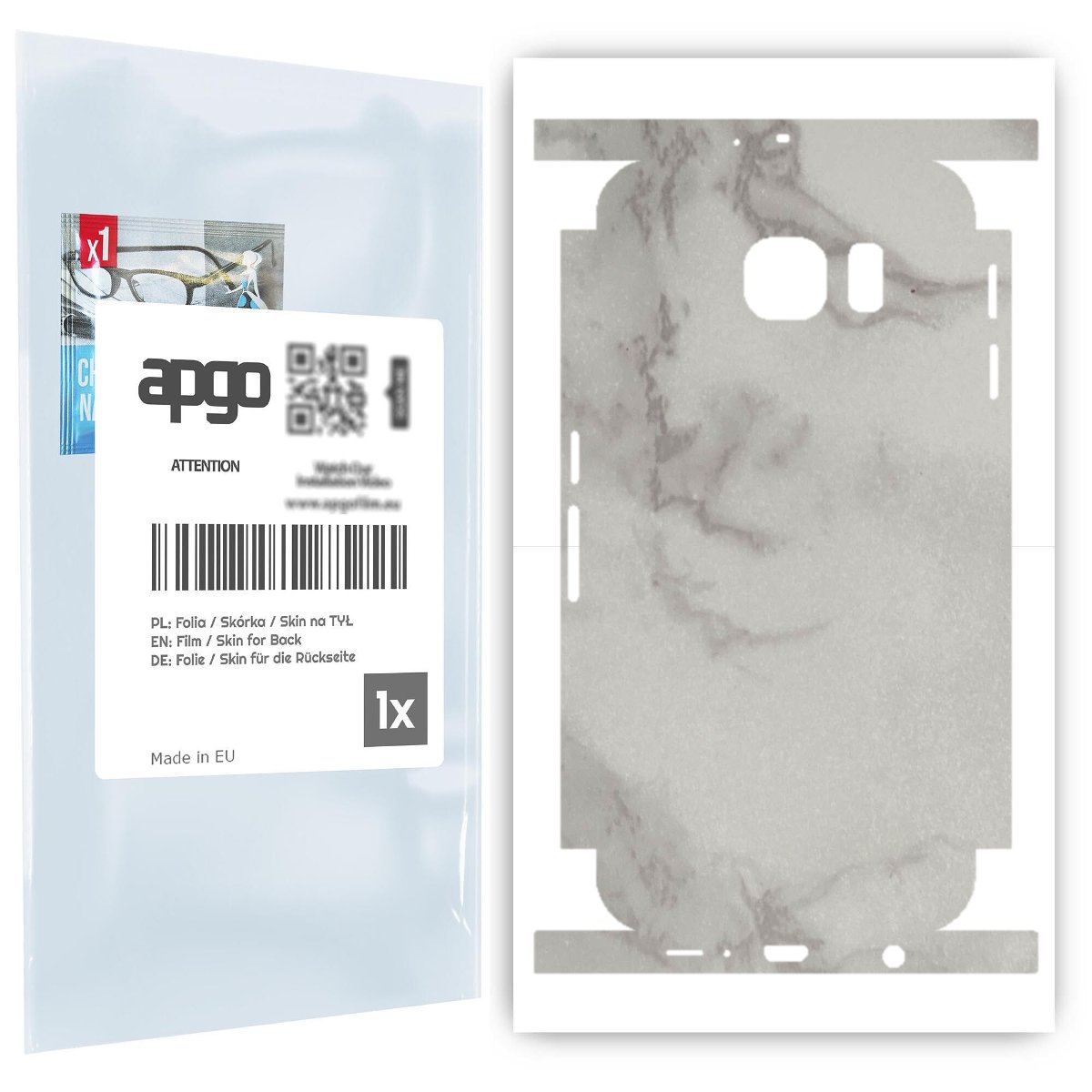 Folia naklejka skórka strukturalna na TYŁ+BOKI do Samsung Galaxy S6 G920 -  Marmur Szary - apgo SKINS