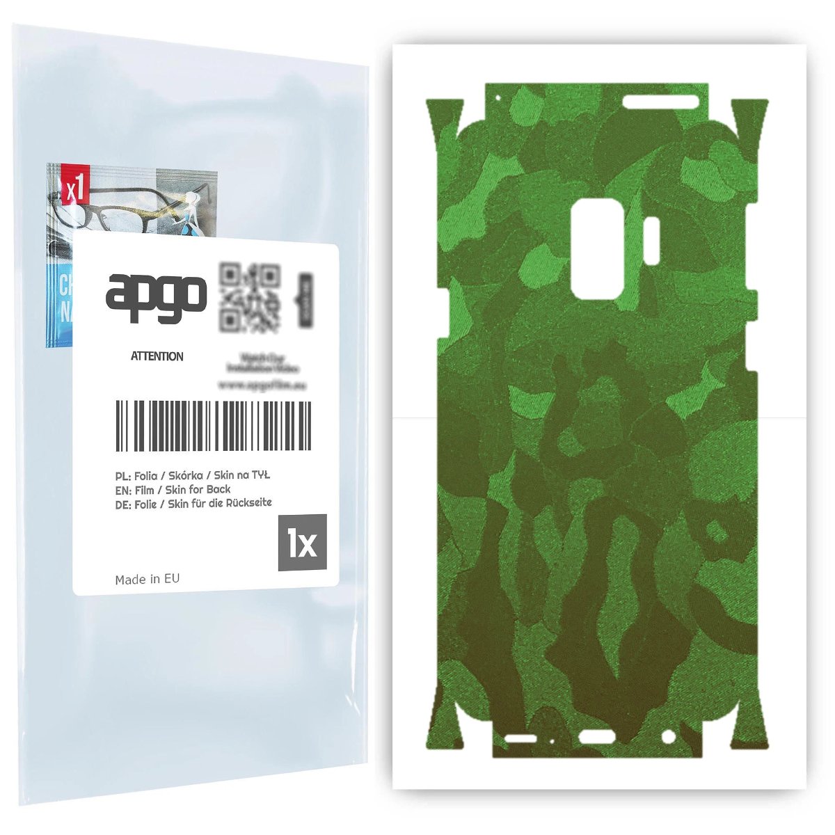 Folia naklejka skórka strukturalna na TYŁ+BOKI do Samsung Galaxy S9 -  Moro | Camo Zielony - apgo SKINS