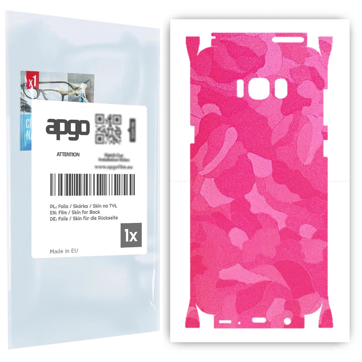 Folia naklejka skórka strukturalna na TYŁ+BOKI do Samsung Galaxy S8+ -  Moro | Camo Różowy - apgo SKINS