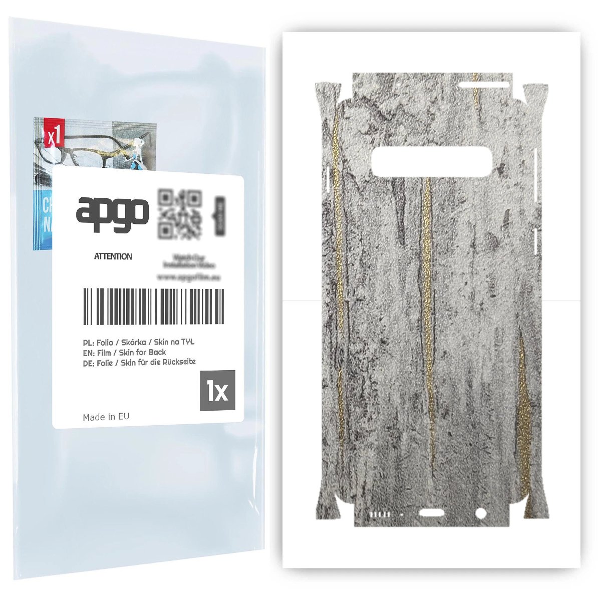 Folia naklejka skórka strukturalna na TYŁ+BOKI do Samsung Galaxy S10 -  Beton Złote Paski - apgo SKINS