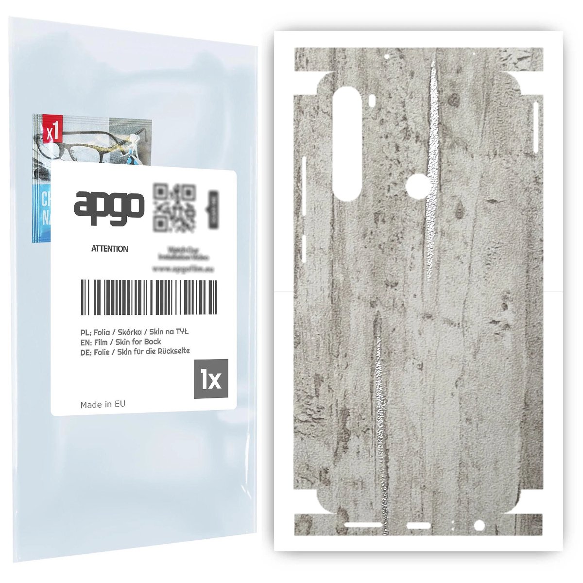 Folia naklejka skórka strukturalna na TYŁ+BOKI do Xiaomi Redmi Note 8 -  Beton Srebrne Paski - apgo SKINS