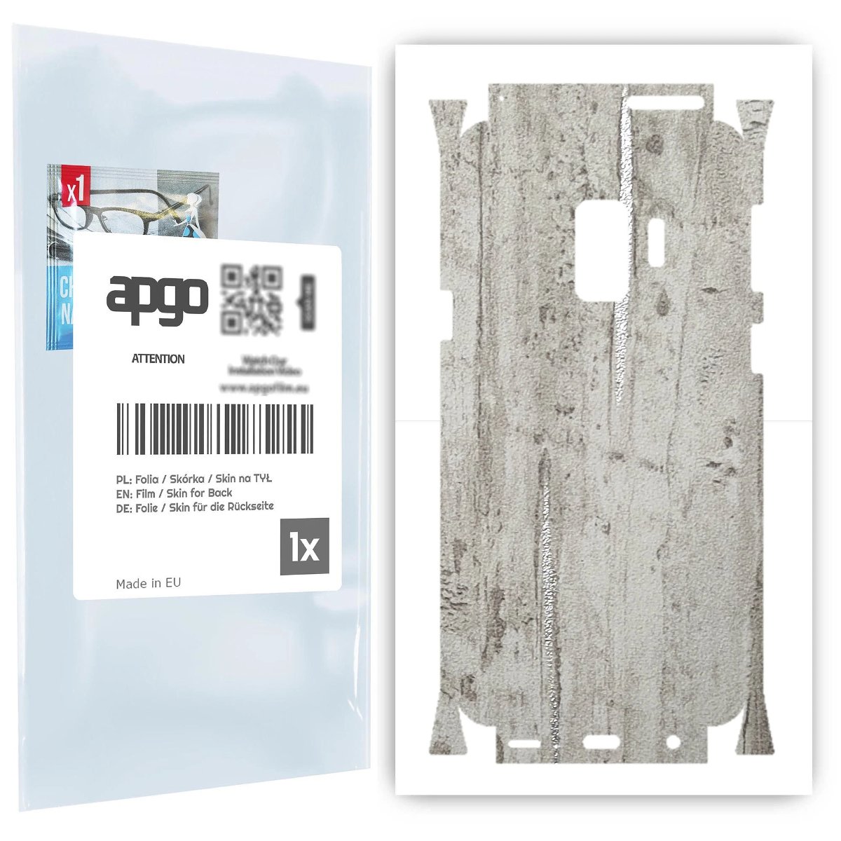 Folia naklejka skórka strukturalna na TYŁ+BOKI do Samsung Galaxy S9 -  Beton Srebrne Paski - apgo SKINS