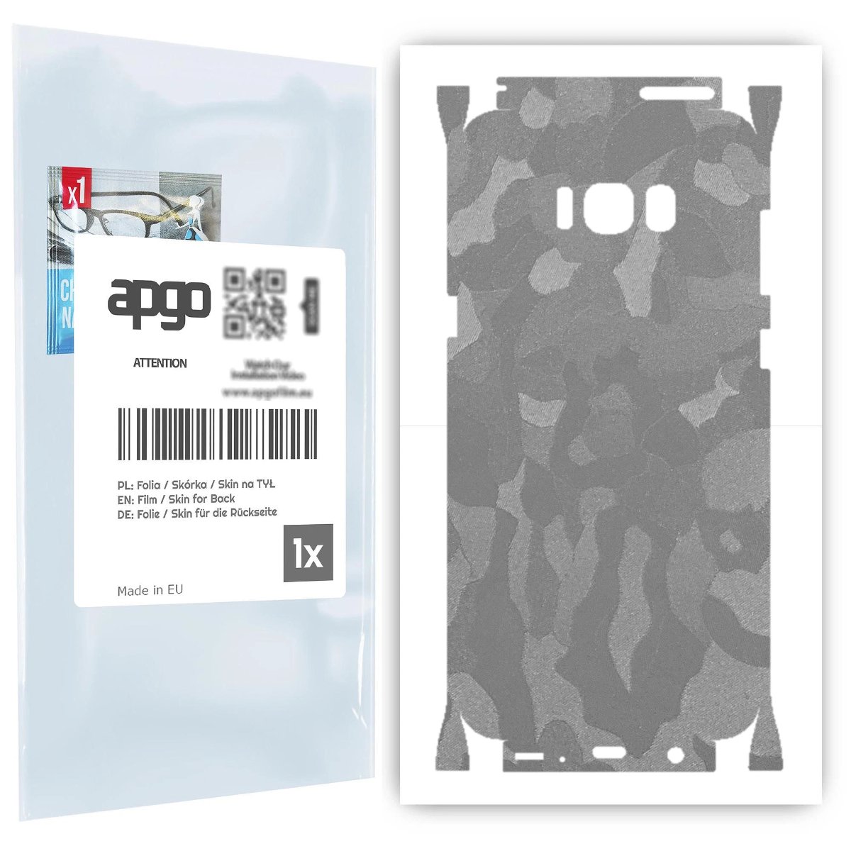 Folia naklejka skórka strukturalna na TYŁ+BOKI do Samsung Galaxy S8+ -  Moro | Camo Srebrny - apgo SKINS