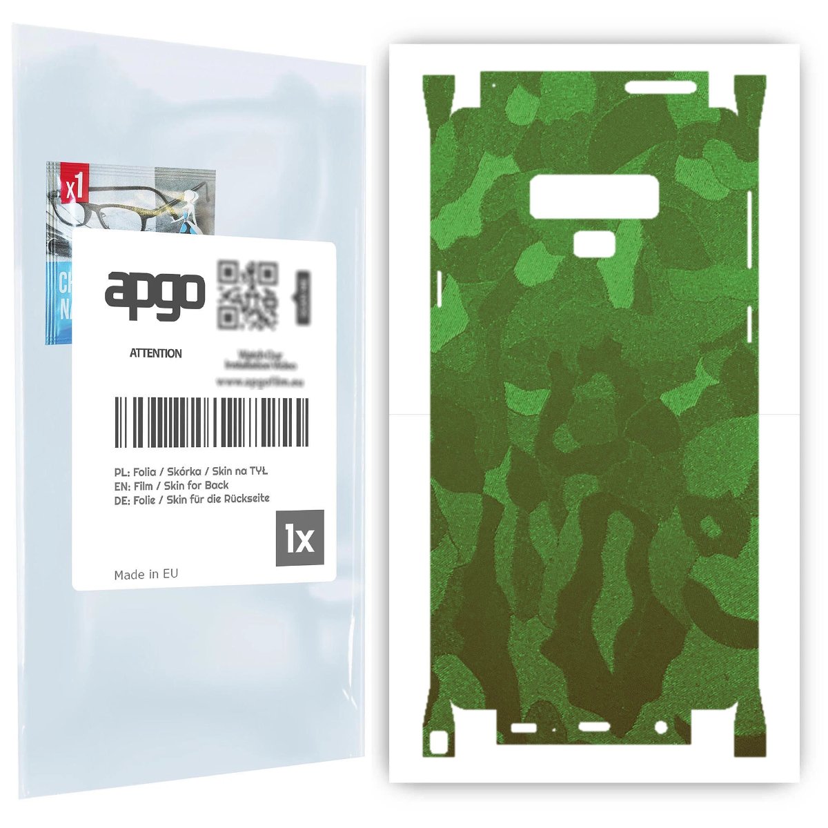 Folia naklejka skórka strukturalna na TYŁ+BOKI do Samsung Galaxy Note 9 -  Moro | Camo Zielony - apgo SKINS