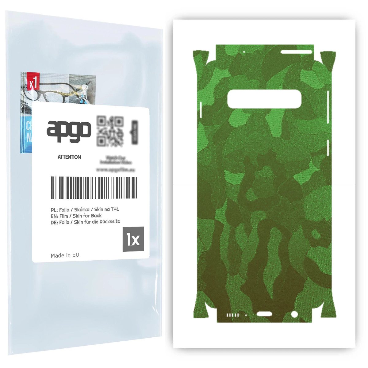 Folia naklejka skórka strukturalna na TYŁ+BOKI do Samsung Galaxy S10 -  Moro | Camo Zielony - apgo SKINS