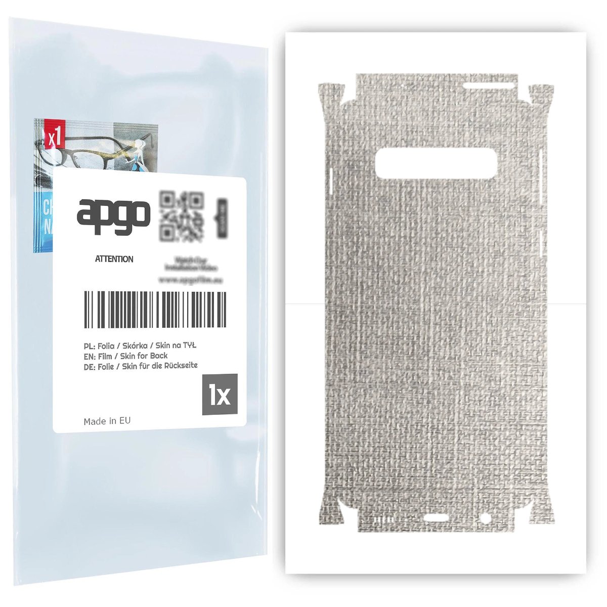 Folia naklejka skórka strukturalna na TYŁ+BOKI do Samsung Galaxy S10 -  Tkanina Denim Szary - apgo SKINS