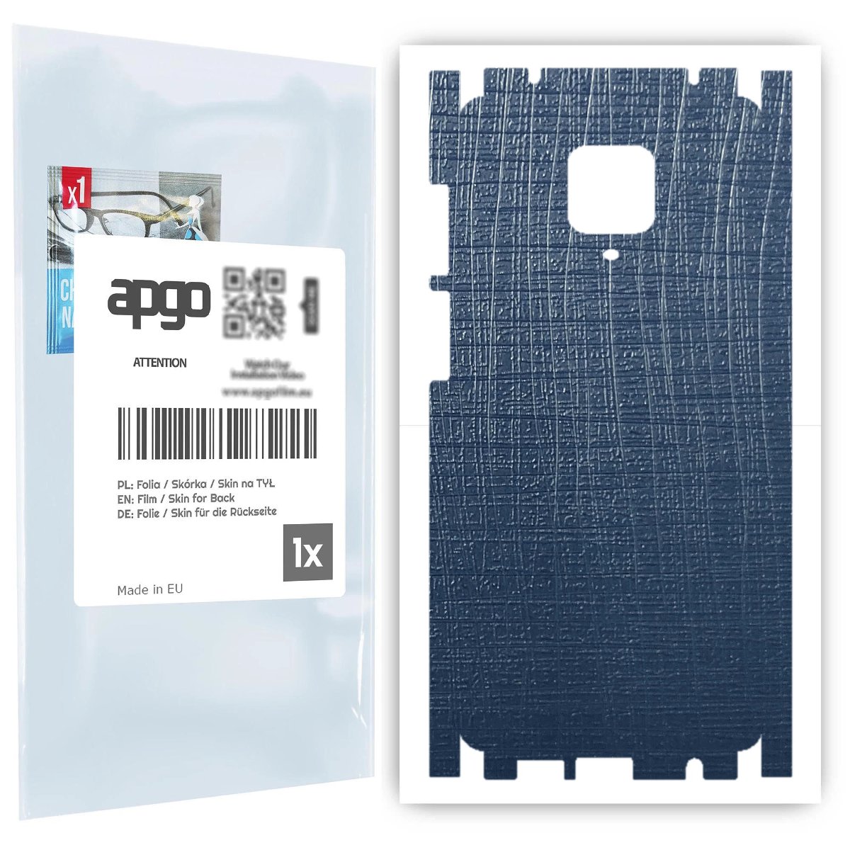Folia naklejka skórka strukturalna na TYŁ+BOKI do Xiaomi Redmi Note 9 Pro Max -  Tkanina Granatowa - apgo SKINS
