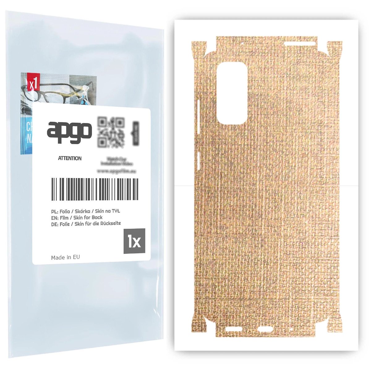 Folia naklejka skórka strukturalna na TYŁ+BOKI do Samsung Galaxy S20 5G -  Tkanina Denim Beżowy - apgo SKINS