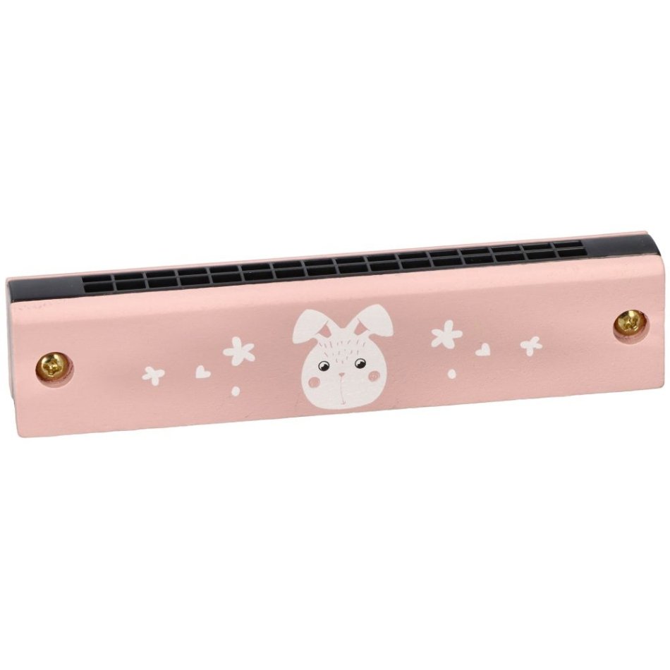AdamToys dziecięca harmonijka z białym króliczkiem różowa