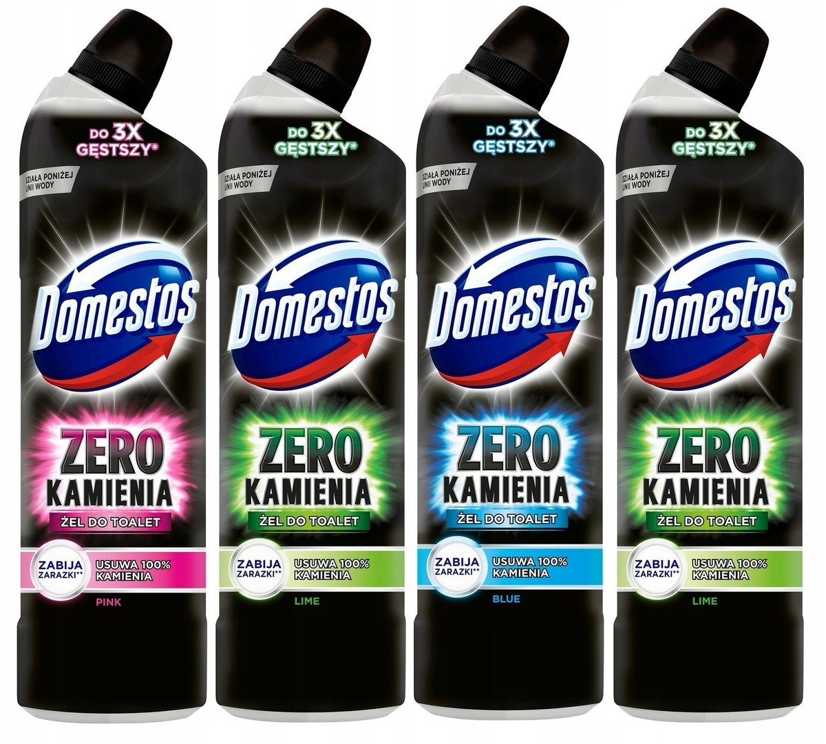 Domestos Zero Kamienia Żel WC Toalet zestaw 4x 750ml
