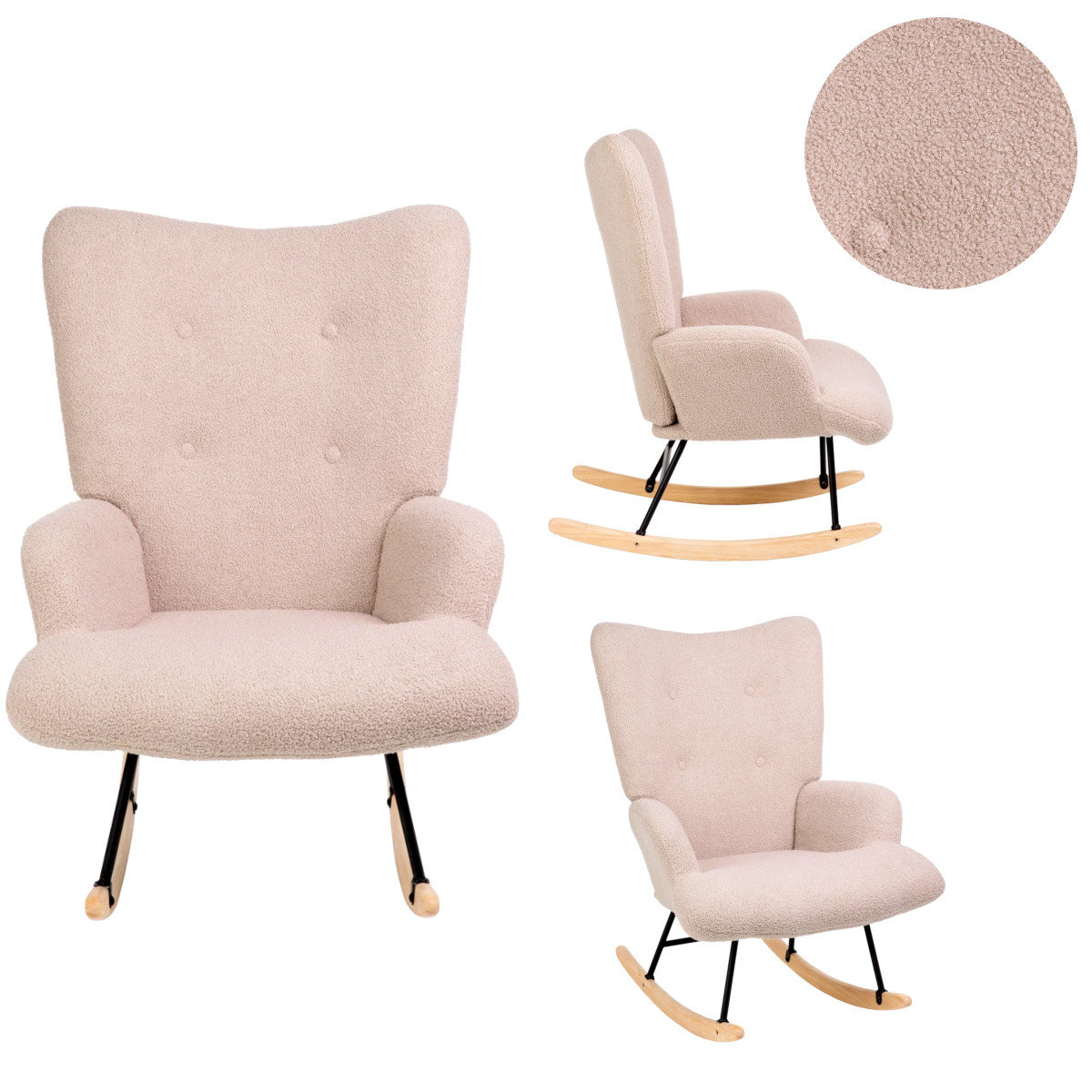 Fotel MOSS TEDDY BOUCLE bujany beżowy