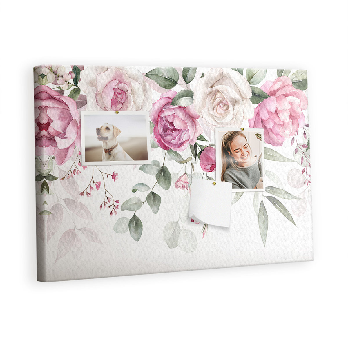 Kolorowy Organizer - Tablica Korkowa z Pinezkami - Akwarelowe róże 60x40 cm