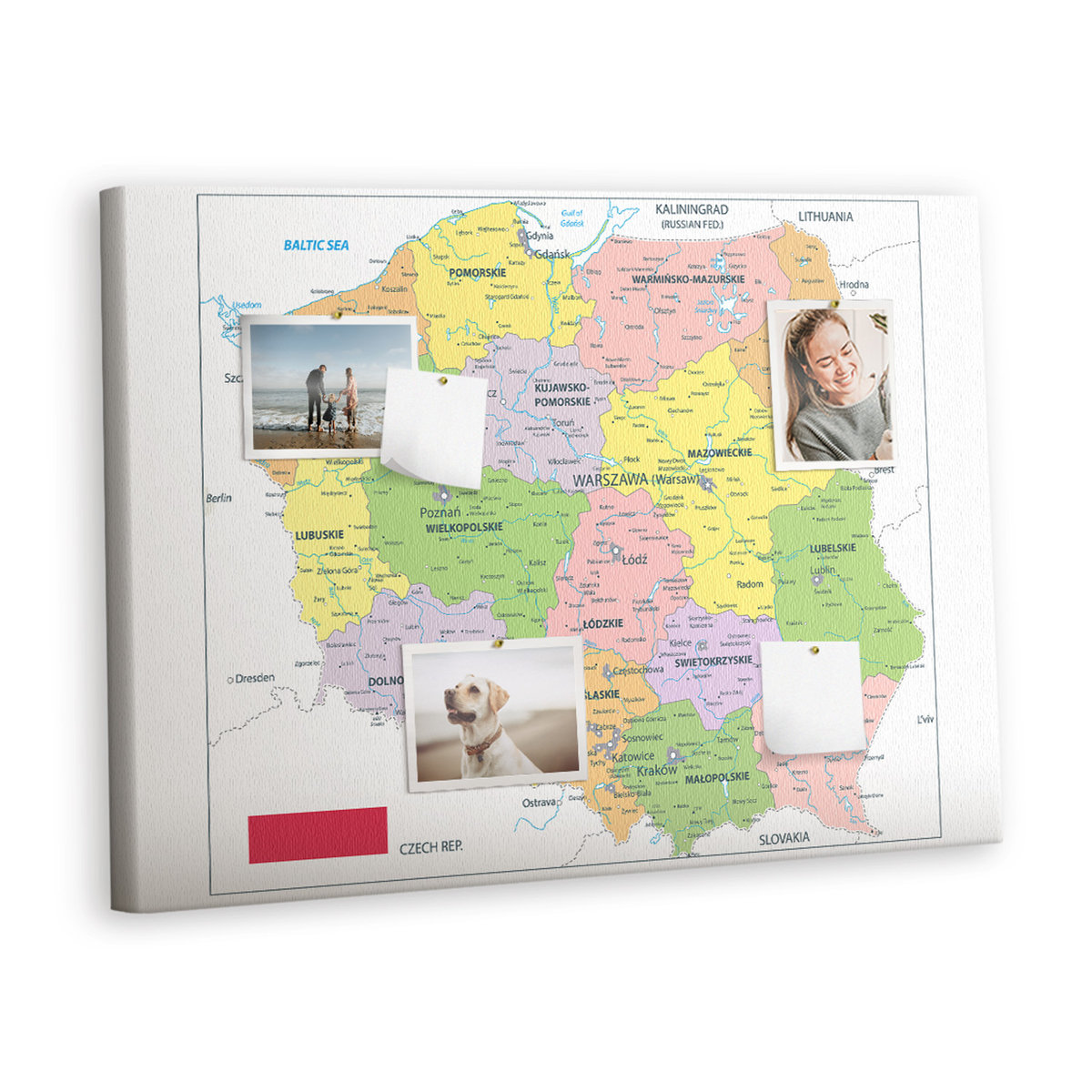Korkowa Plansza z Pinezkami - 100x70 - Mapa Polski
