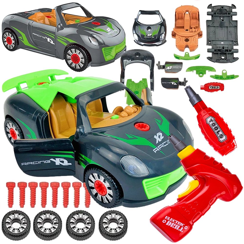 Auto Porshe do rozkręcania i skręcania, zestaw mały mechanik / konstruktr, wkrętarka na baterie.