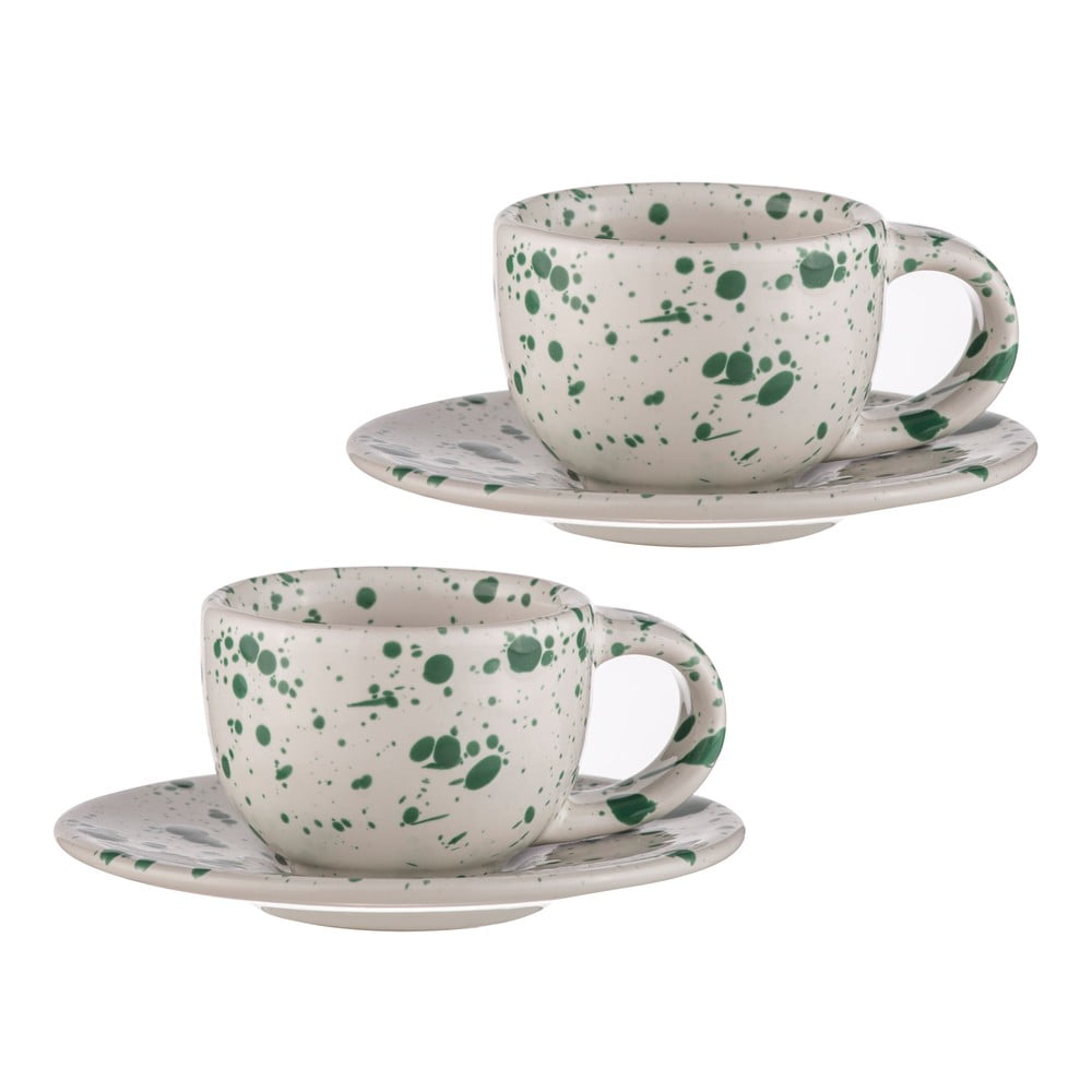 Biało-zielone kamionkowe filiżanki na espresso zestaw 2 szt. 100 ml Carnival – Ladelle