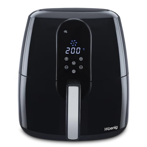 H.KOENIG frytkownica bez oleju Air Fryer FRY820, pojemność 5,5 l, 7 programów gotowania, regulowana temperatura od 80°C do 200°C, ekran dotykowy, zdejmowany kosz, kompatybilna z zmywarką, 1800 W