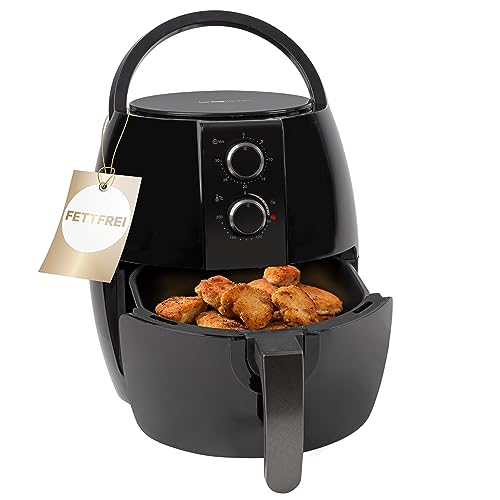 Clatronic® Frytkownica na gorące powietrze do przygotowywania bez oleju i tłuszczu, Airfryer 3,6 l, frytkownica na gorące powietrze z bezstopniowo regulowanym termostatem (80°C – 200°C) i timerem,