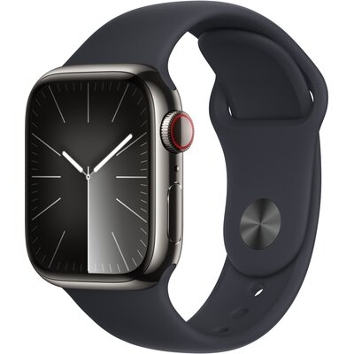 Apple Watch 9 GPS + Cellular 41mm Stal Sport M/L Czarny