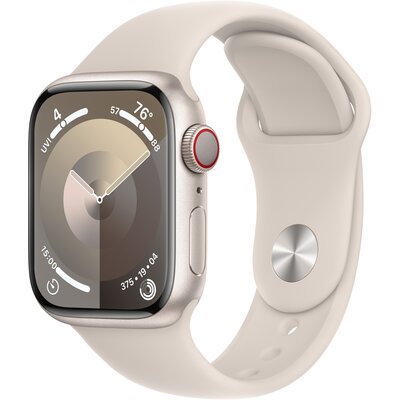 Zdjęcia - Smartwatche Apple Watch 9 41/Starlight Aluminum/Starlight Sport Band S/M LTE - darmowy 