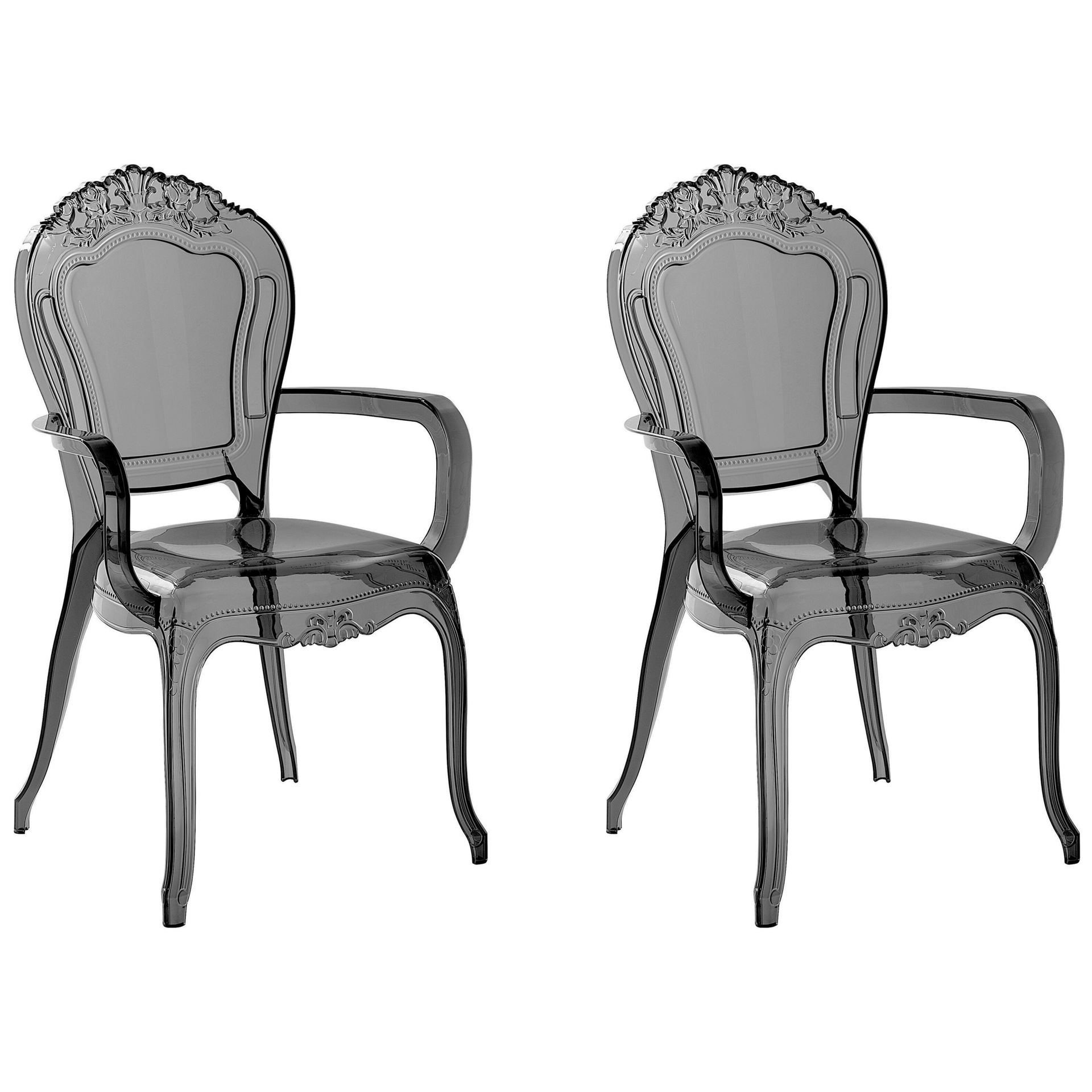 Beliani Zestaw do jadalni 2 krzesła przeźroczysto-czarne VERMONT II