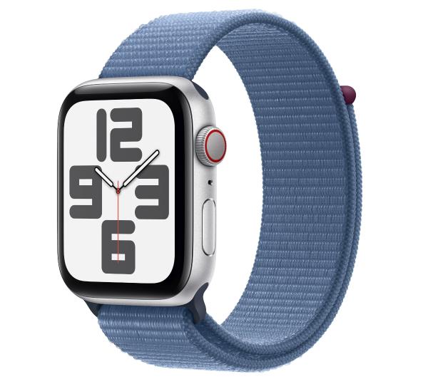 Apple Watch SE 2gen GPS MRHM3QP/A + Cellular - koperta 44 mm z aluminium w kolorze srebrnym - opaska sportowa zimowy błękit