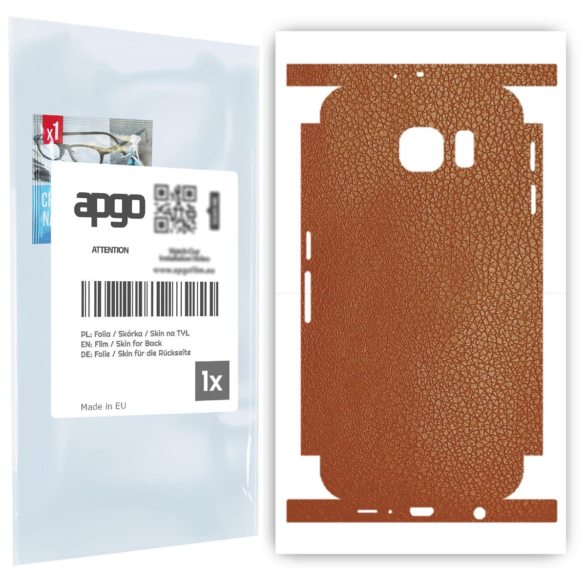 Folia naklejka skórka strukturalna na TYŁ+BOKI do Samsung Galaxy S6 G920 -  Skóra Brązowa - apgo SKINS