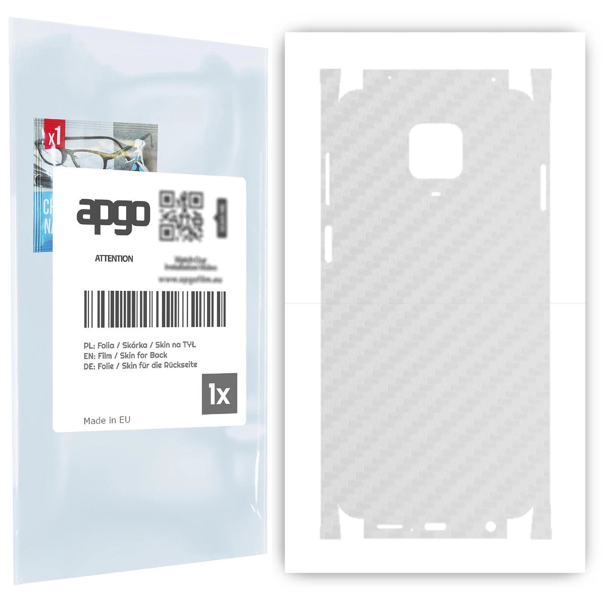 Folia naklejka skórka strukturalna na TYŁ+BOKI do Xiaomi Redmi Note 9S -  Carbon Przezroczysty - apgo SKINS