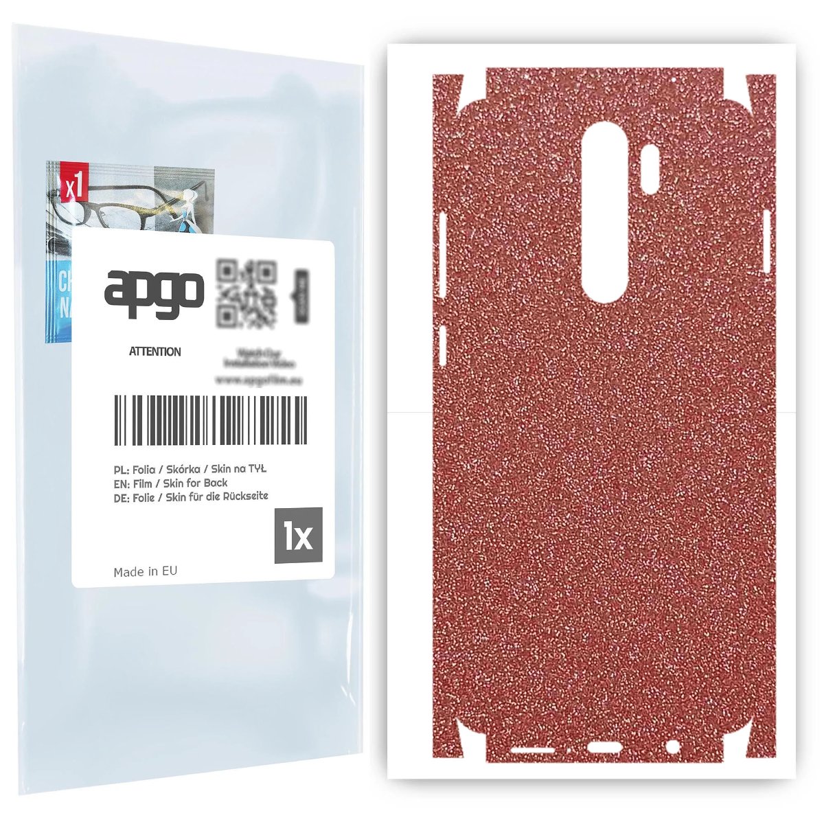 Folia naklejka skórka strukturalna na TYŁ+BOKI do Xiaomi Redmi Note 8 Pro -  Brokat Brzoskwiniowy - apgo SKINS