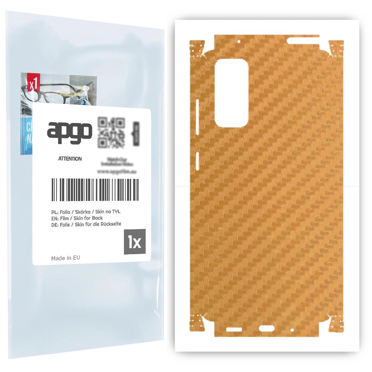 Folia naklejka skórka strukturalna na TYŁ+BOKI do Samsung Galaxy S20 FE 5G -  Carbon Złoty - apgo SKINS