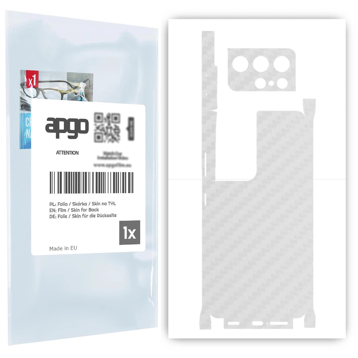 Folia naklejka skórka strukturalna na TYŁ+BOKI do Samsung Galaxy S21 Ultra 5G -  Carbon Przezroczysty - apgo SKINS