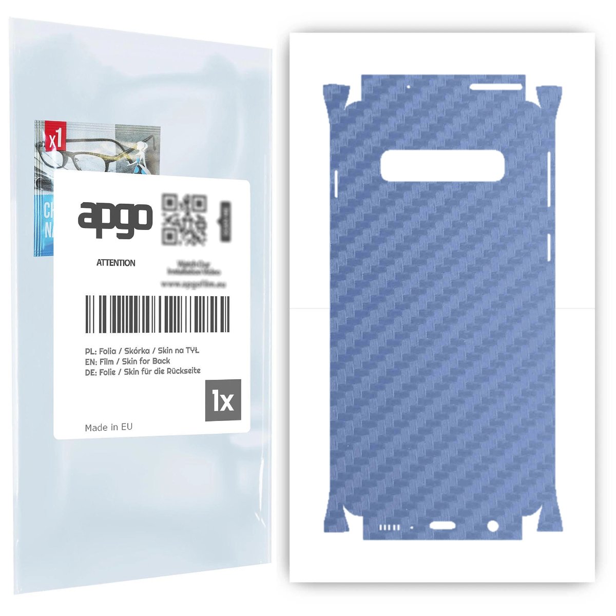 Folia naklejka skórka strukturalna na TYŁ+BOKI do Samsung Galaxy S10 -  Carbon Granatowy - apgo SKINS