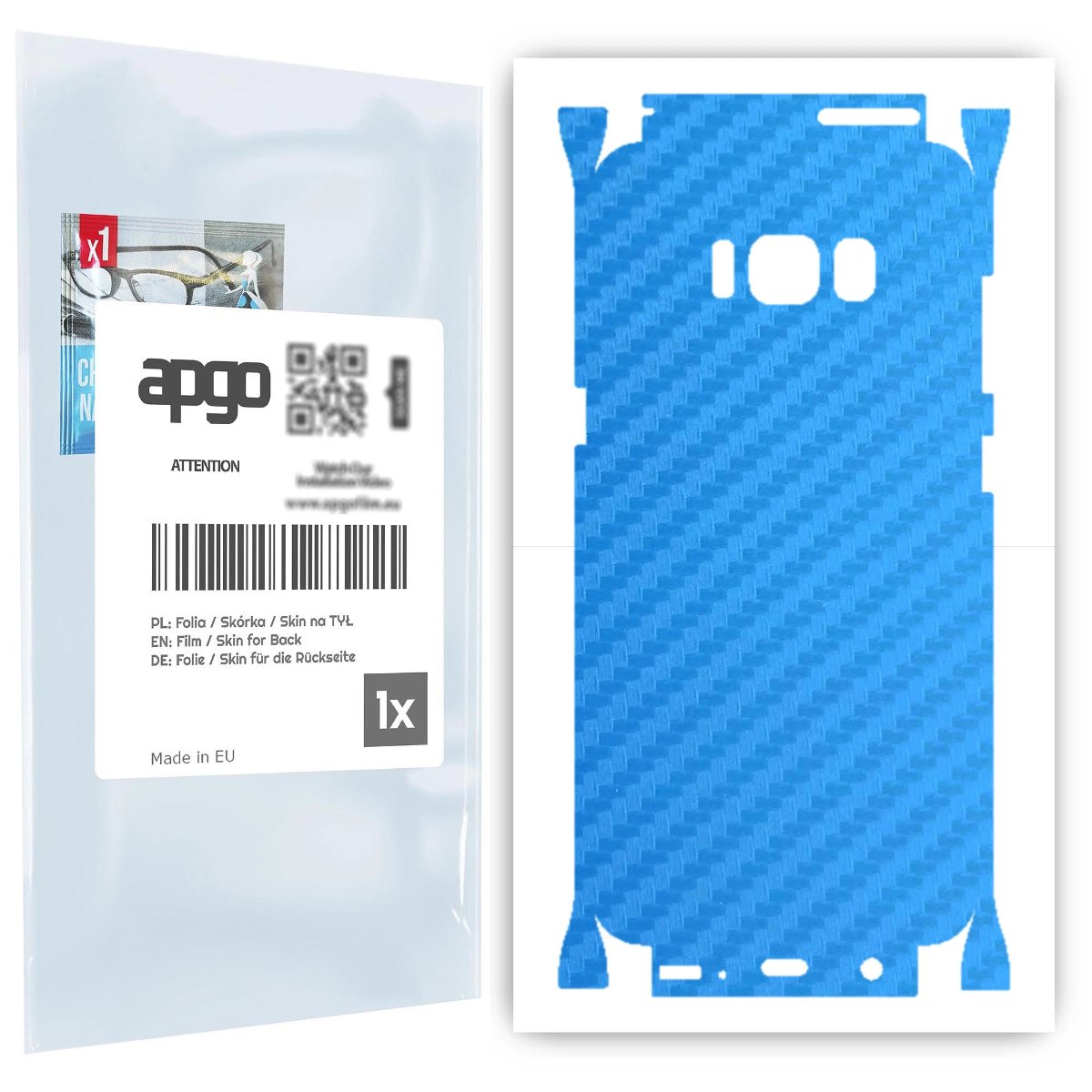 Folia naklejka skórka strukturalna na TYŁ+BOKI do Samsung Galaxy S8 -  Carbon Niebieski - apgo SKINS