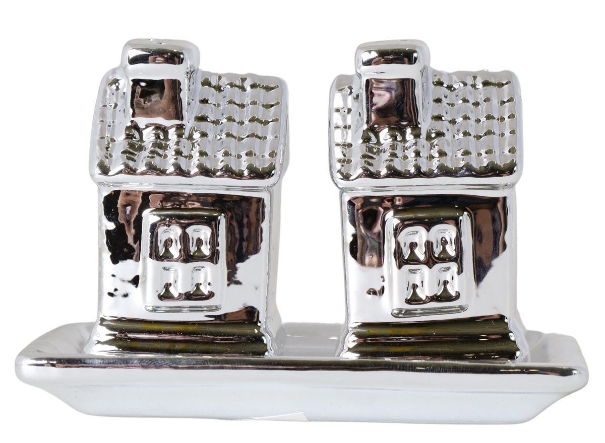 EWAX, Komplet 2 domków na sól i pieprz, srebrne