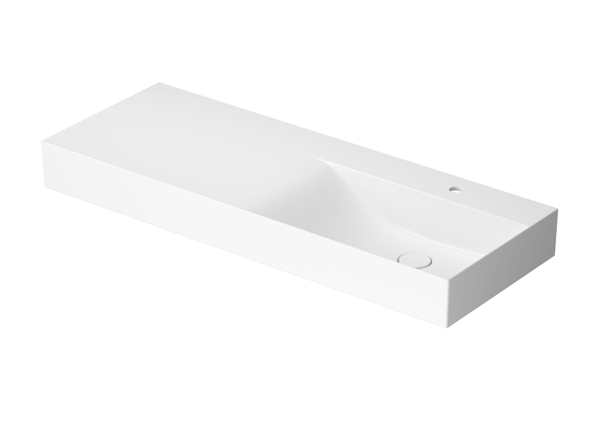 Umywalka ścienna Meissen Keramik Kontra 121x46 cm prostokątna biały połysk K682-049